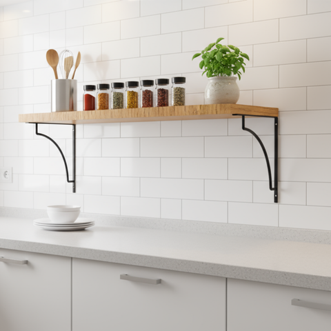 Kit 2 Prateleira Suspensa Mão Francesa Côncavo 30x60cm