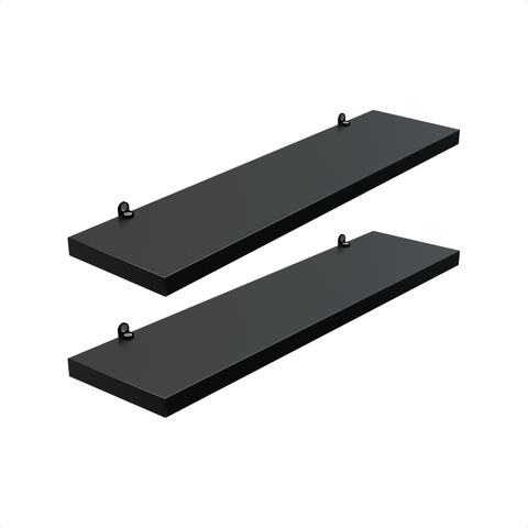 Kit 2 Prateleira Preta 40X10 + Suporte Flutuante Mdf  Organizadora Decoração Cozinha Banheiro Sala