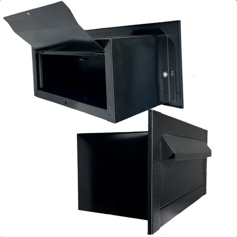 Caixa de Correio Frente Black Texturizada Corpo em Aço Embutir na Parede - Arkell