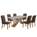 Ver imagem 2 de Mesa de Jantar Yasmin 180cm Tampo Mdf com Vidro Canto Copo e 6 Cadeiras Melissa