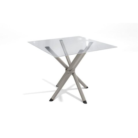 Mesa P- Cozinha Volga C- Tampo de Vidro Quadrado 90cm Niquel - Kappesberg