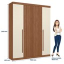 Ver imagem 2 de Guarda Roupa Casal Ripado 4 Portas Buriti e Cômoda Havana Master com Pés Jatobá Areia Acetinado