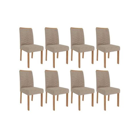 Kit 8 Cadeiras Sala Jantar Clarice Wood 8 Un Carvalho/linho Bege - Cimol