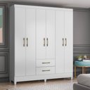Ver imagem 1 de Guarda Roupa Casal 6 Portas e 2 Gavetas Branco Panamá - Moval