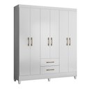 Ver imagem 2 de Guarda Roupa Casal 6 Portas e 2 Gavetas Branco Panamá - Moval