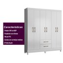 Ver imagem 6 de Guarda Roupa Casal 6 Portas e 2 Gavetas Branco Panamá - Moval