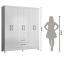 Ver imagem 7 de Guarda Roupa Casal 6 Portas e 2 Gavetas Branco Panamá - Moval