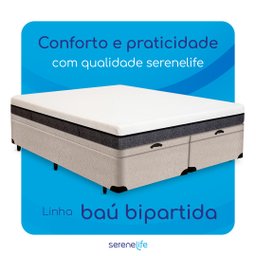 Cama Box Baú King Size Bipartida Serenelife - Chenille Bege - 5