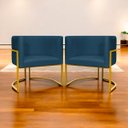 Ver imagem 2 de Kit 2 Poltronas Cadeira para Sala de Luna Suede Cores Base Dourada