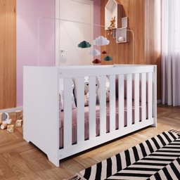 Conjunto Quarto Infantil com Berço 3 em 1, Cômoda 2 Gavetas 1 Nicho e Guarda-Roupas  - 6