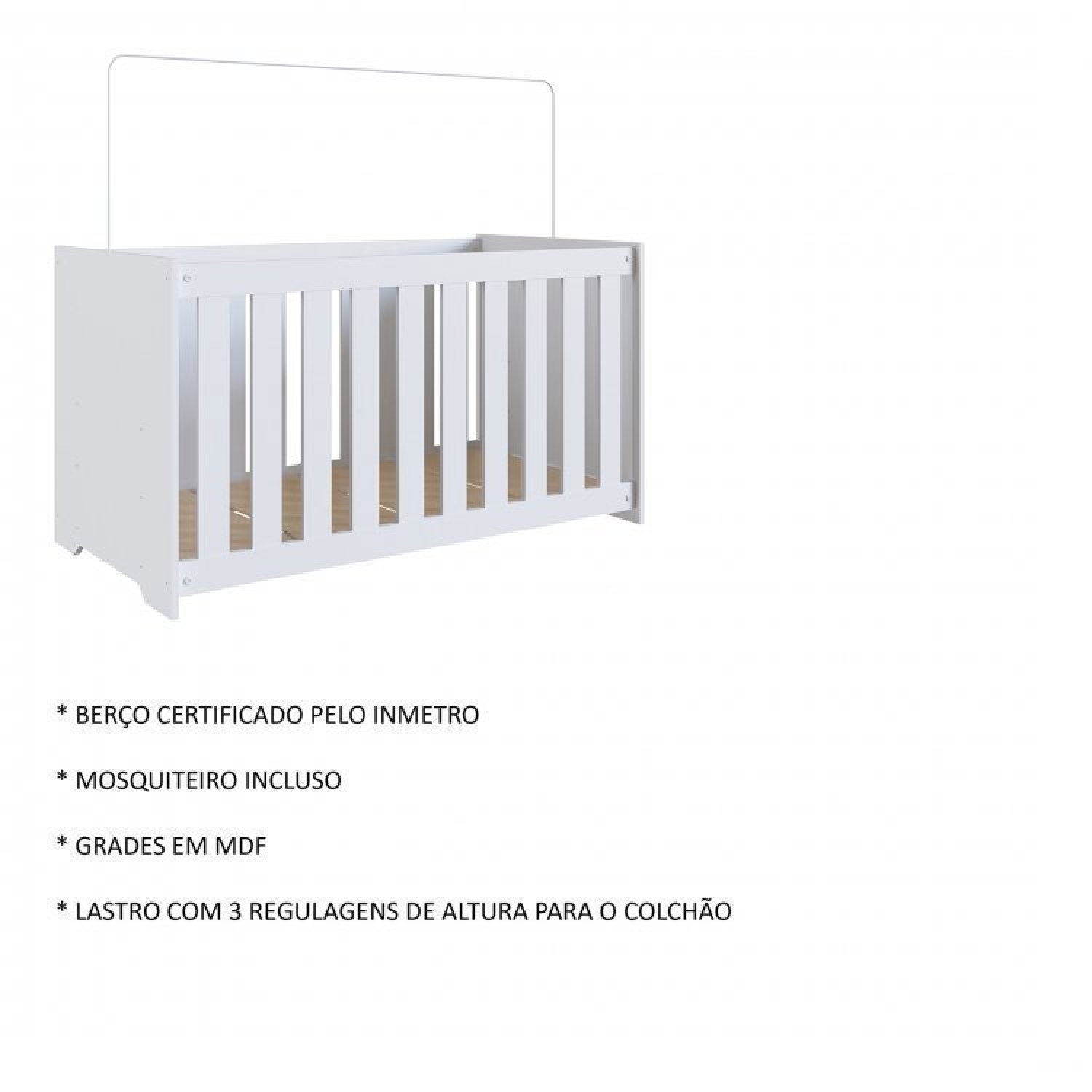 Conjunto Quarto Infantil com Berço 3 em 1, Cômoda 2 Gavetas 1 Nicho e Guarda-Roupas  - 5