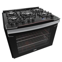 Fogão de Embutir 5 Bocas Preto com Mesa de Vidro e Timer Digital Dako Diplomata Grill Bivolt - 1