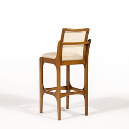 Banqueta Lisboa Encosto com Tela Sintética Estofado Creme - 4