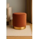 Ver imagem 1 de Puff com Rodape Dourado Terracota/cobre Veludo