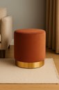 Ver imagem 1 de Puff com Rodape Dourado Terracota Veludo