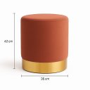 Ver imagem 3 de Puff com Rodape Dourado Terracota/cobre Veludo