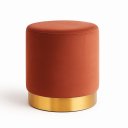 Ver imagem 2 de Puff com Rodape Dourado Terracota Veludo