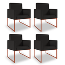 Ver imagem 1 de Kit 04 Poltronas Clínica Courino 3 Cores - Base Ferro Cobre - Preto