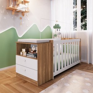 Conjunto para Quarto de Bebê com Berço Moisés e Cômoda 2 Gavetas Aconchego 