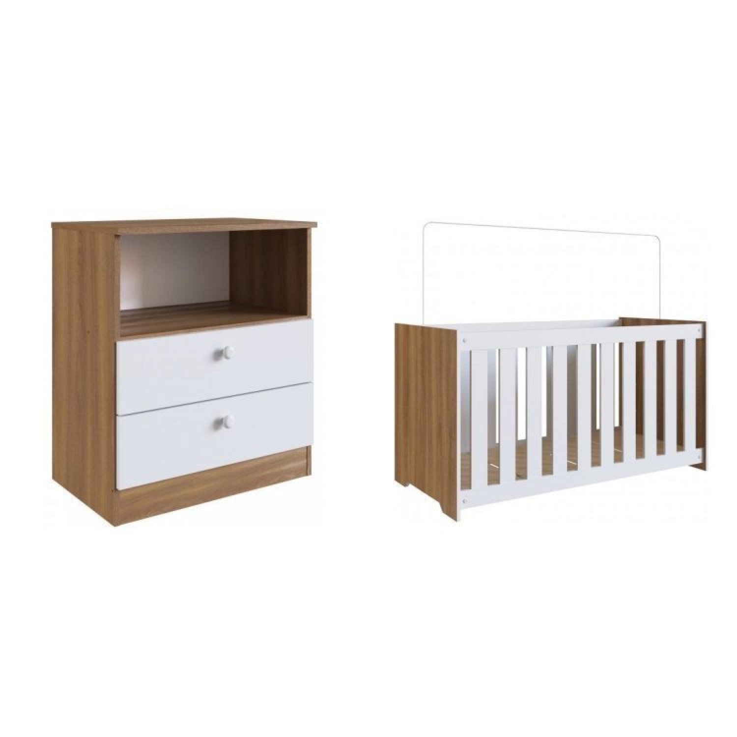 Conjunto para Quarto de Bebê com Berço Moisés e Cômoda 2 Gavetas Aconchego  - 2