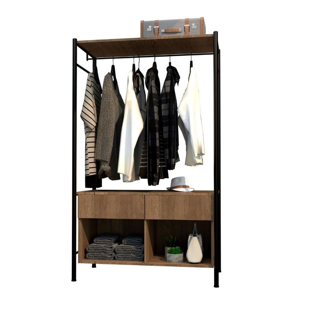 Closet Modular Guarda-Roupa Estilo Industrial Em Aço De Carbono Preto/ Demolição Naos Ii - - 4