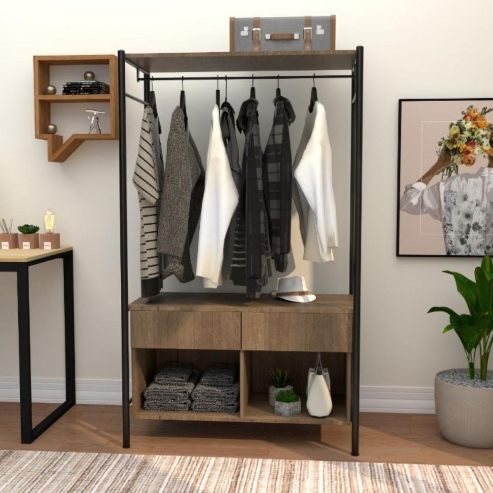 Closet Modular Guarda-Roupa Estilo Industrial Em Aço De Carbono Preto/ Demolição Naos Ii - - 2