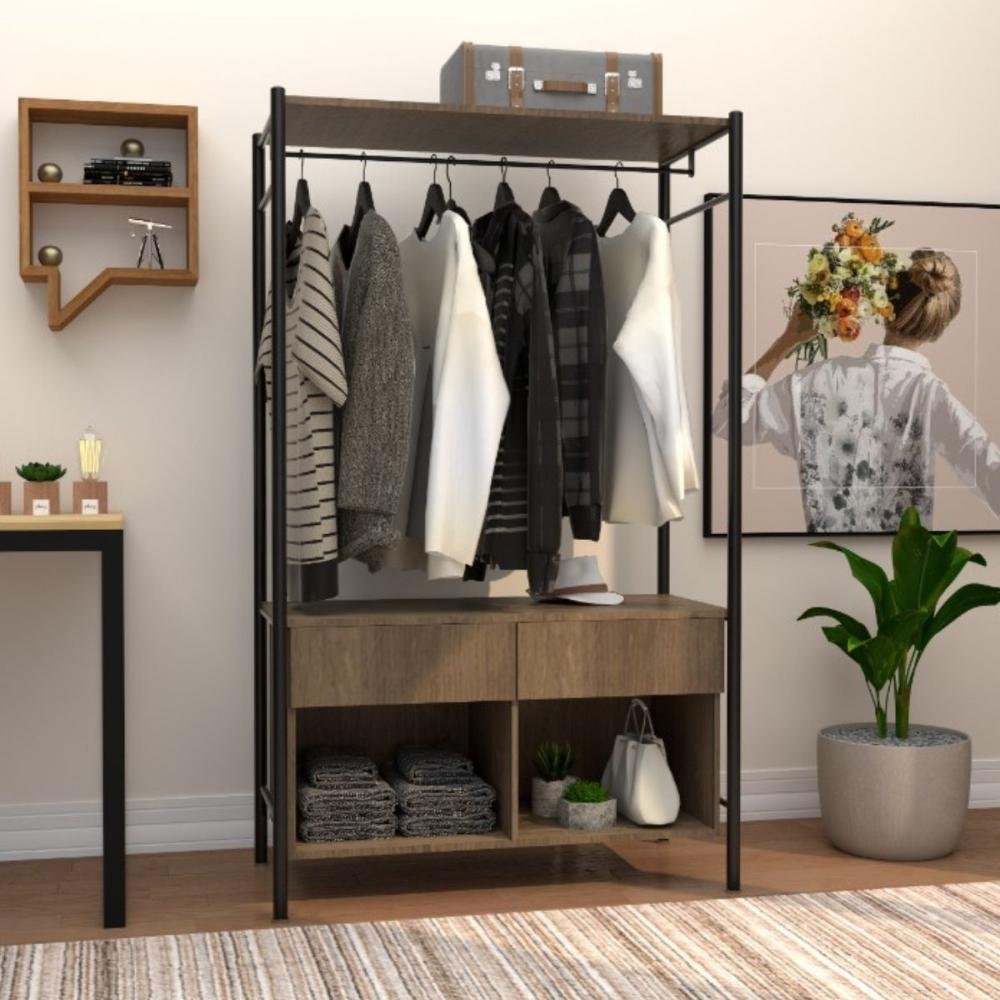 Closet Modular Guarda-Roupa Estilo Industrial Em Aço De Carbono Preto/ Demolição Naos Ii -