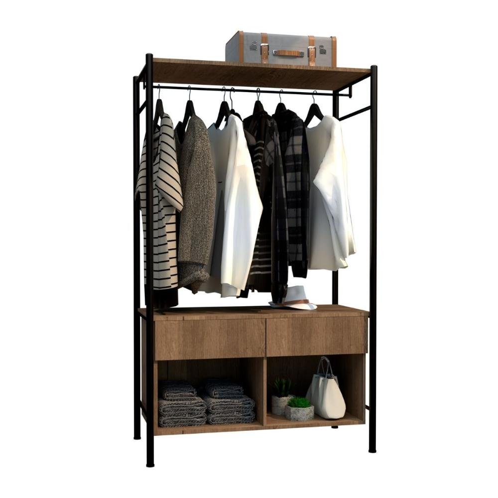 Closet Modular Guarda-Roupa Estilo Industrial Em Aço De Carbono Preto/ Demolição Naos Ii - - 3