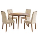 Ver imagem 1 de Mesa de Jantar Redonda Dani Mdf com 4 Cadeiras Estofadas Suede Cinamomo Nude Molci