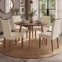 Ver imagem 2 de Mesa de Jantar Redonda Dani Mdf com 4 Cadeiras Estofadas Suede Cinamomo Nude Molci