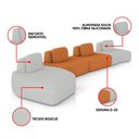 Ver imagem 3 de Sofá 4 Lugares Orgânico com Chaise e 3 Módulos Berlim bouclê Cinza Claro/caramelo K01 - D’Rossi