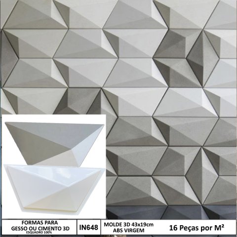 Forma 3d Trapezio 4 Linhas 43x19cm ABS 1,5mm Molde Para cimento/contreto/gesso 3d IN648