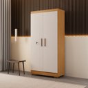 Ver imagem 3 de Armário Multiuso Itu 2 Portas Puxador MDF Pés em Madeira:Cinamomo Off White