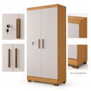 Ver imagem 4 de Armário Multiuso Itu 2 Portas Puxador MDF Pés em Madeira:Cinamomo Off White