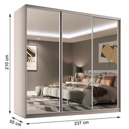 Guarda Roupa Casal com Espelho 3 Portas em BP Belluno - 5 Guarda Roupa Casal com Espelho 3 Portas em BP Belluno - 5