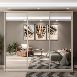 Guarda Roupa Casal com Espelho 3 Portas em BP Belluno - 2 Guarda Roupa Casal com Espelho 3 Portas em BP Belluno - 2