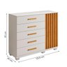Comoda Paris Quarto com 6 Gavetas e 1 Porta Ripada Branco/cinamomo - 4