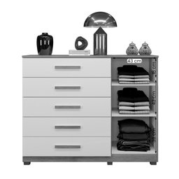 Comoda Paris Quarto com 6 Gavetas e 1 Porta Ripada Branco/cinamomo - 3