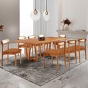 Ver imagem 1 de Conjunto Mesa de Jantar Tampo 240cm Barril Laminado Ello e 8 Cadeiras Mônaco Premium Marrom/Cinamomo/Caramelo