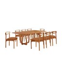 Ver imagem 2 de Conjunto Mesa de Jantar Tampo 240cm Barril Laminado Ello e 8 Cadeiras Mônaco Premium Marrom/Cinamomo/Caramelo