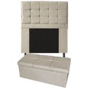 Ver imagem 1 de Kit Cabeceira + Calçadeira Baú Copenhague Solteiro 120cm Suede - Ecotec Decor:Bege