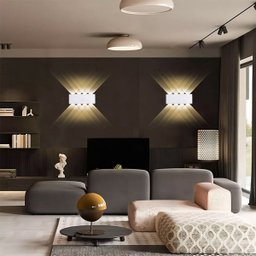 Arandela Luminaria Parede 8W 8 Fachos Iluminaçao Externa Casa Garagem Rua Jardim Muro Luz Led Morna  - 10