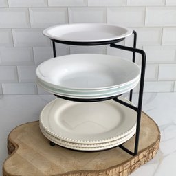 Porta Pratos 3 Níveis Suporte Organizador de Armário de Canto Preto Fosco - 2