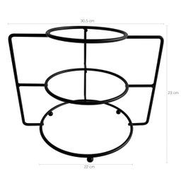 Porta Pratos 3 Níveis Suporte Organizador de Armário de Canto Preto Fosco - 9