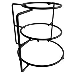 Porta Pratos 3 Níveis Suporte Organizador de Armário de Canto Preto Fosco - 1