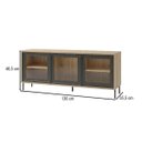 Ver imagem 4 de Rack para TV até 55'' 136cm 3 Portas Vidro Pés Metálicos Mel/Preto BR149