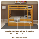 Ver mais imagens de Treliche Solteiro com Cama Auxiliar de Madeira Maciça Mel com Grade de Proteção e Escada