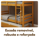 Ver imagem 4 de Treliche Solteiro com Cama Auxiliar de Madeira Maciça Mel com Grade de Proteção e Escada