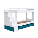 Ver imagem 3 de Beliche Infantil com Escada Estante e 2 Gavetões 143 Cm Cor:branco com Azul Secreto