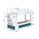 Ver imagem 4 de Beliche Infantil com Escada Estante e 2 Gavetões 143 Cm Cor:branco com Azul Secreto